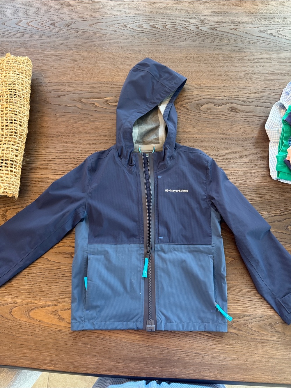 Vineyard Vines Two-Tone Navy and Light Blue Kids Hooded Jacket